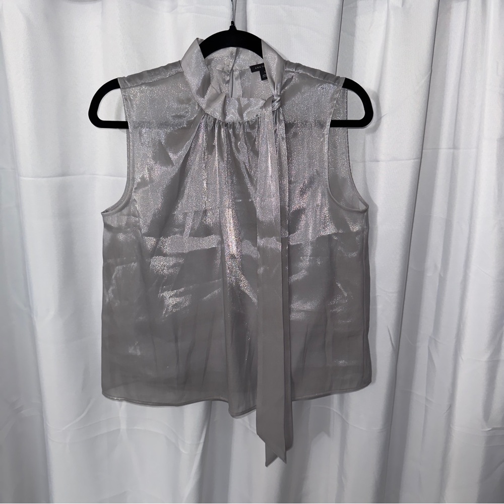Ann Taylor Shimmering Gray Sleeveless Blouse #218